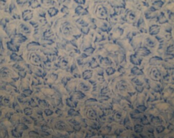 Blue Flowers Fabric 100% Cotton 44" Wide By The Half Yard 1/2