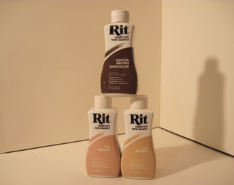 Lot of 3 bottles Rit dye PARTIALLY USED tan, cocoa brown Liquid type All Purpose for various materials art craft tie-dye supply Lot J
