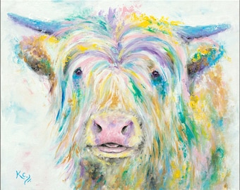Cow Painting on Canvas - Highland Cow Art - Cow Canvas Painting - Acrylic Cow Painting - Cow Wall Art - Cow Artwork - Highland Cow Painting