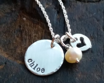 Personalized Necklace . Custom name necklace . Personalized gift for Mom . Hand Stamped Jewelry Gift . Mothers Day Gift