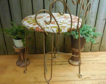 Vintage Gold Metal Hollywood Regency Vanity Chair
