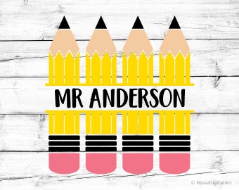 Pencil Monogram Svg Pencil Svg Teacher Svg School Svg Education Svg Pencil Svg for Cricut Pencil Png Svg for Silhouette Pencil Clipart Dxf