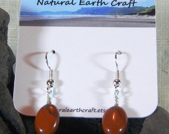 Red River jasper earrings red jasper oval beads semiprecious stone jewelry packaged in a colorful gift bag 3003 ABCDE