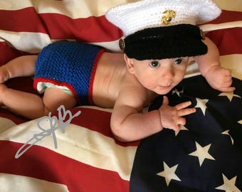 US MILITARY Marine Corps outfit for baby MARINE Corps hat and diaper cover for baby 1st photo prop Marine outfit baby shower gift for baby