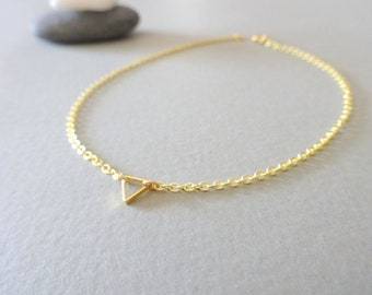 Gold Anklet, Dainty Gold Anklet, Gold Ankle Bracelet, Tiny Triangle Anklet, Thin Gold Anklet, Gold Jewelry, Gift For Her Bridesmaids Anklet