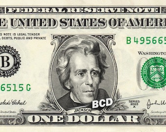 ANDREW JACKSON on a Real Money - Custom Dollar Bill Art - Cash