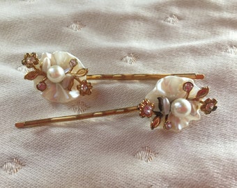 Delicate Pearl and Rhinestone Bobby Pins