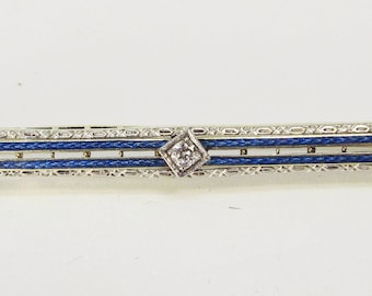 14Kt Two-tone and Enamel Bar-pin