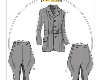 6340 Butterick, Making History, Banded Jacket, Breeches and Jodhpurs, victorian, edwardian, Reenactment Clothes Historical costumes
