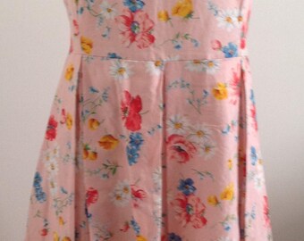 pink and floral pleated dress