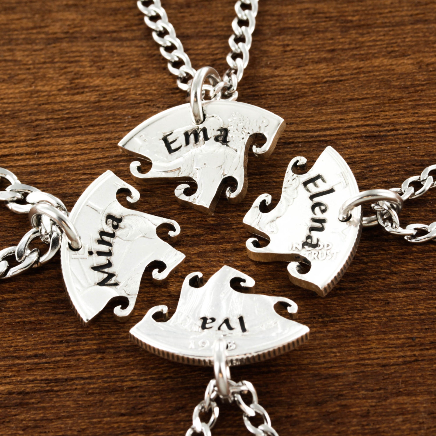 4 Best Friend Necklace Custom Name Necklaces 4 BFF Gift