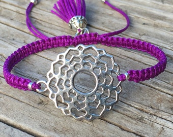 Chakra Bracelet, Crown Chakra, Adjustable Cord Macrame Friendship Bracelet, Yoga Bracelet, Spiritual Bracelet, Meditation Bracelet, Gift