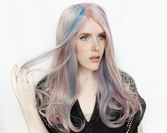 Pastel wig | Long Pink wig, Blue wig | Purple Teal wig, Wavy wig | Dyed wig, Straight wig | Scene Hair, Scene wig | Galactic Pony