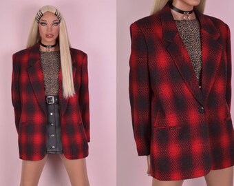 80s Plaid Blazer/ US 16/ 1980s/ Jacket