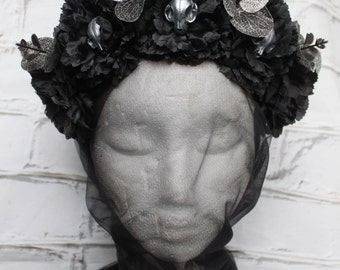 Headdress Headpiece head Jewelry Gothic Headwear skull skull Catskull Black silver shooting