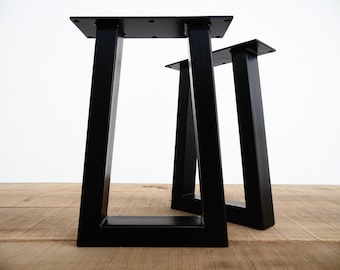 table legs height width trapezoid flat steel base stainless wide