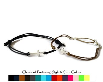 Sideways Cross Bracelet, Mens cross bracelet, Friendship bracelet, cross bracelet, Christian Bracelet, Womens cross bracelet, Cord bracelet