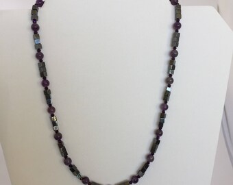 Amethyst and hematite beads