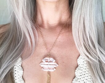 Crystal Point Necklace Gold, Clear Crystal Point Necklace, Clear Crystal Point Pendant, Big Quartz Crystal Pendant, Boho Style Crystal