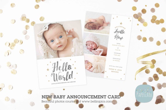 newborn baby card announcement photoshop card template