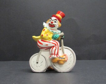 Vintage Circus Clown on a Bike Figurine (E9866)