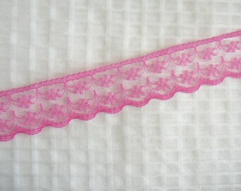 Sheer lace pink 2.2 cm wide by the yard