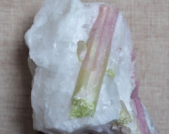 Extra Large Rare Raw Green And Pink Tourmaline Quartz Cluster Stone/Rough WatermelonTourmaline Specimen/Collection-116*83*85mm 928g