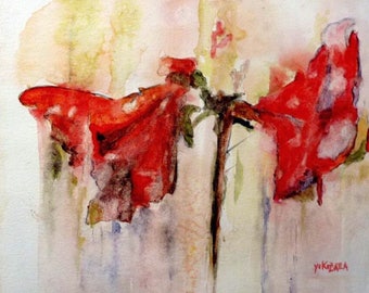 watercolor red amaryllis