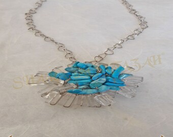 Shara-Silver 925, topaz and blue necklace. Exclusive.