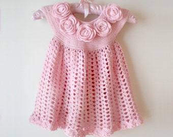 Baby dress pattern , Baby Dress "Rose" , Baby Dress Crochet Pattern , Pink Baby Dress , Toddler Dress