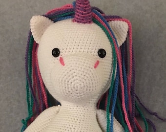 23"Crocheted Big Cuddly unicorn by crochetbyloraine