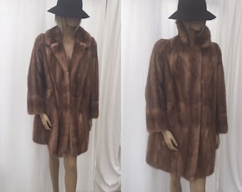SALE! Vintage Beige Mink Knee Length Fur Coat Vintage Women's Winter Coat