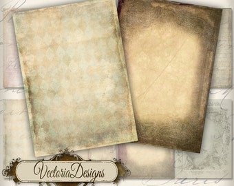Tattered Papers ATC vintage images digital background instant download printable collage sheet VD0156
