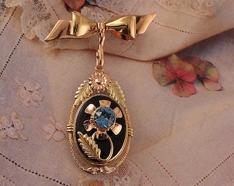 Dorsons Vintage Floral Locket Gold Filled Bow Brooch