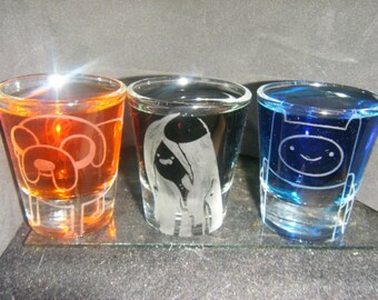 Adventure Time etched shot glass set of 3 fan art