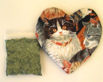 Catnip Heart Toy with Catnip Large Size Two Cats Refillable