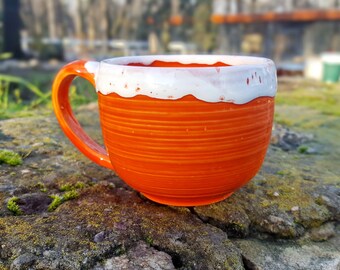 Ceramic mug Cute mug Pottery cup Coffee gift Stoneware mug Ceramic mug handmade Pottery coffee mug Orange mug Unique coffee mug Clay mug