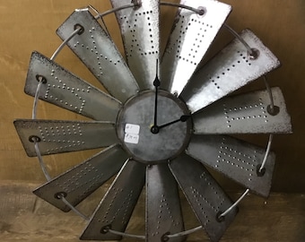 Handcrafted Metal Windmill Clock