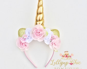 Pink and Gold Unicorn Headband