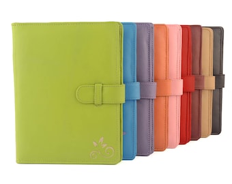 A5 Leather PadFolio / Portfolio / Note Pad Holder. Personalized, 2 inside pockets & a Cocoa Paper note pad. Available in different colors.