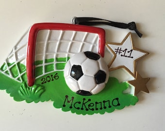 Soccer Personalized Christmas Ornament Sports, Coach, Team Gift- Free Personalization