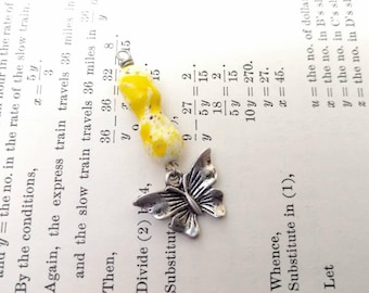 Vintage Glass Bead with Butterfly Pendant