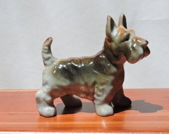 Vintage Scottish Terrier Brown and Tan China Dog Figurine