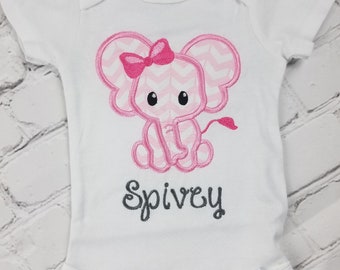 Personalized Embroidered Elephant Baby Onesie