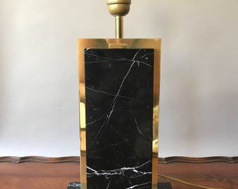 Sale. Free shipping. Amazing design black cararra marble table lamp, hollywood regency