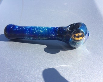 Batman BLUE Space pipe American handblown tobacco glass pipe made out of blue glass smoking glass pipe -spoon pipe -pipes-bowl