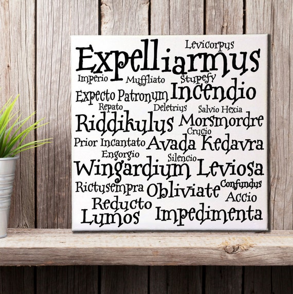 Harry Potter Zaubersprüche Vinyl auf Leinwand die