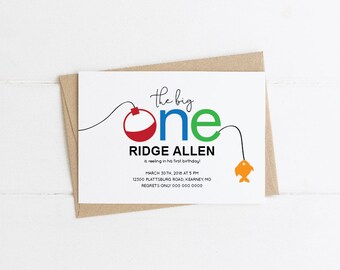 birthday invitation, fish, the big one, reeling in first birthday, diy editable pdf, printable, instant download