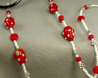 Spring Strawberries Eyeglasses or Reading Glasses Chain.