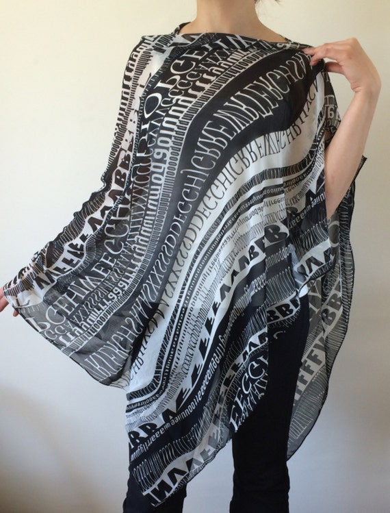 Wrap Scarf Pareo Beach Cover Up Letters Book Scarf Boho